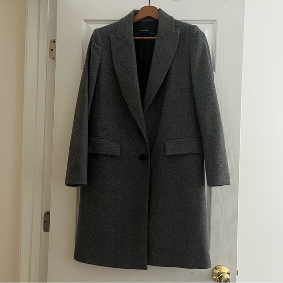 NWOT Zara Basic Gray Wool Trench Coat London European Full Length Natural Size S - Picture 4 of 8